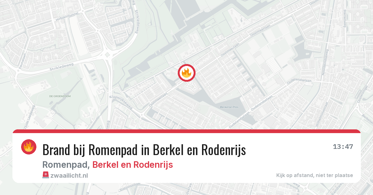 Brand bij Romenpad in Berkel en Rodenrijs — 4 aug 2026