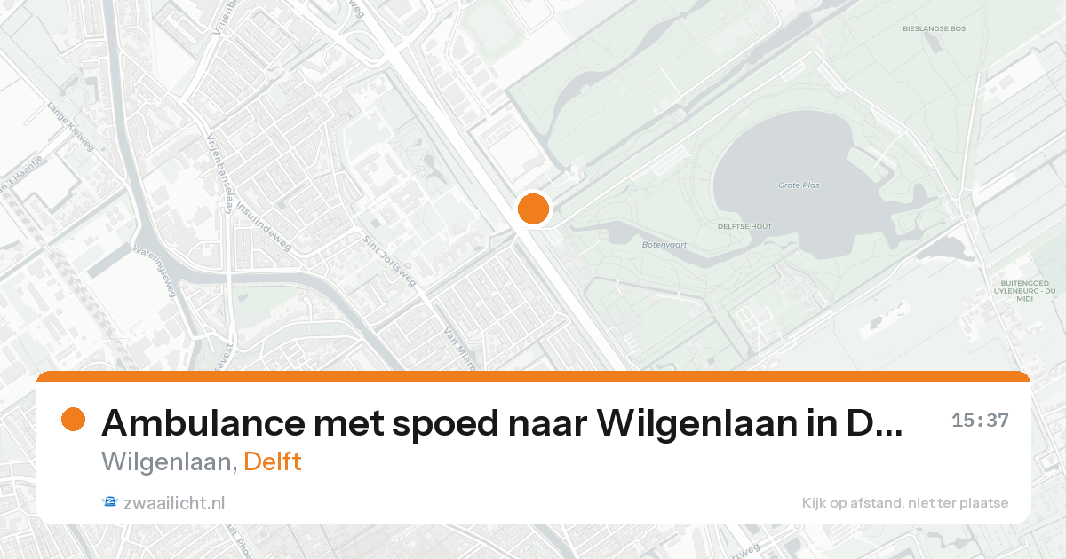 Ambulance met spoed naar Wilgenlaan in Delft — 17 aug 2026