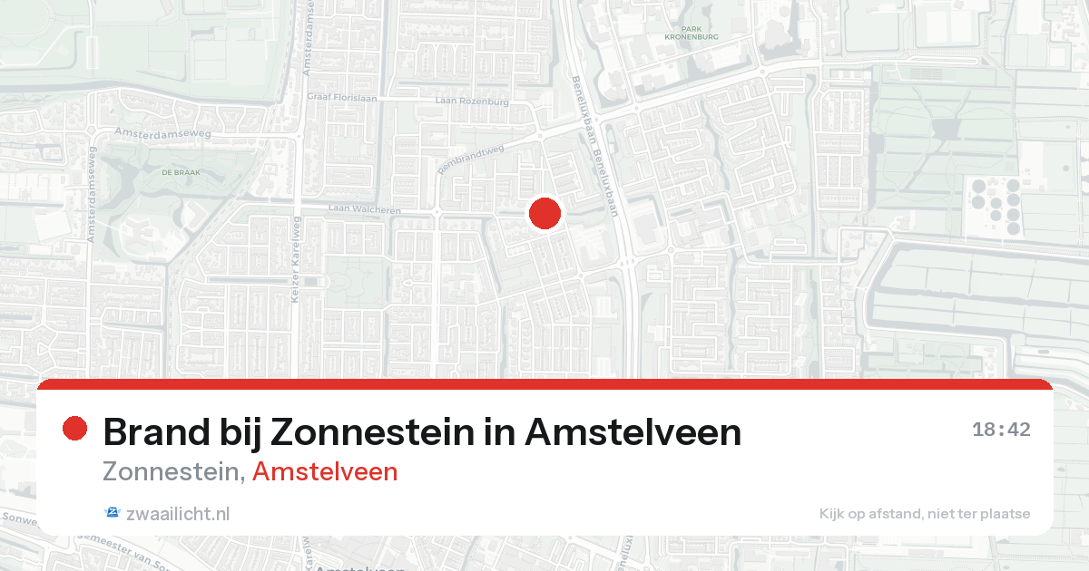 Brand bij Zonnestein in Amstelveen — 15 aug 2026