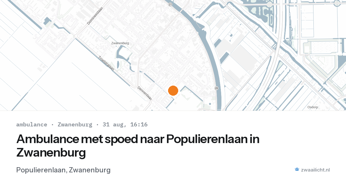 Ambulance met spoed naar Populierenlaan in Zwanenburg — 31 aug 2026