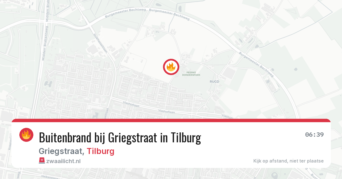 Buitenbrand bij Griegstraat in Tilburg — 10 aug 2026
