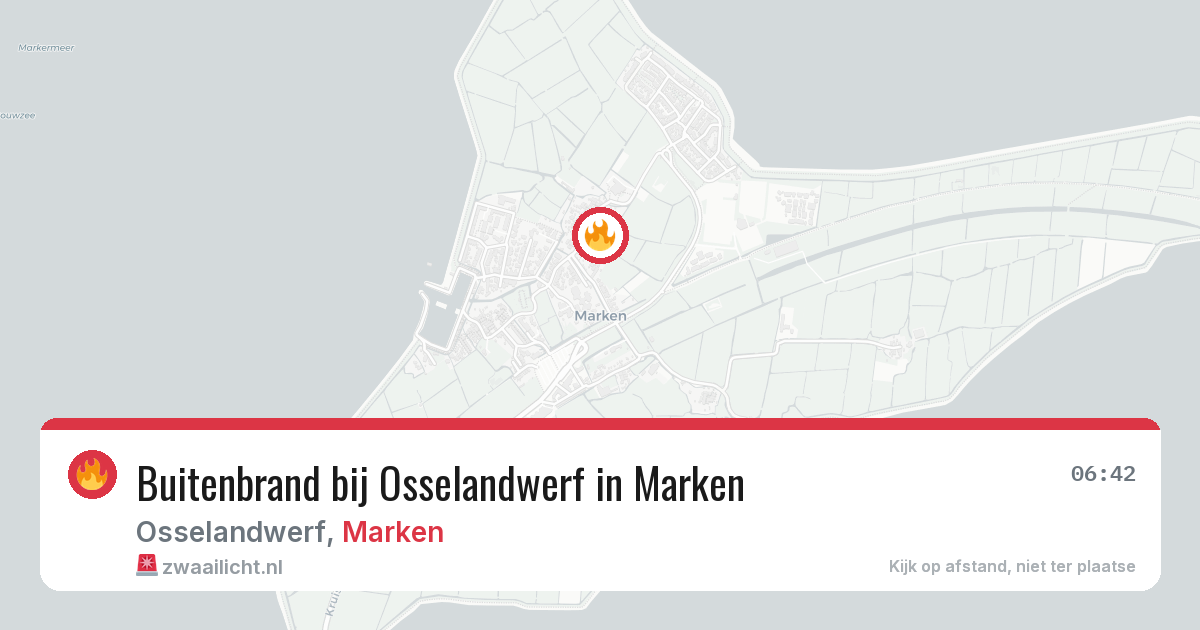 Buitenbrand bij Osselandwerf in Marken — 9 aug 2026