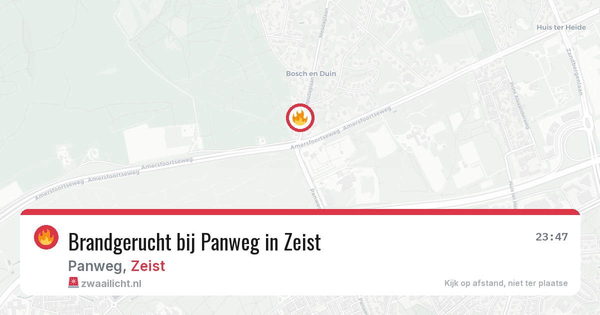 Brandgerucht bij Panweg in Zeist — 30 jul 2026