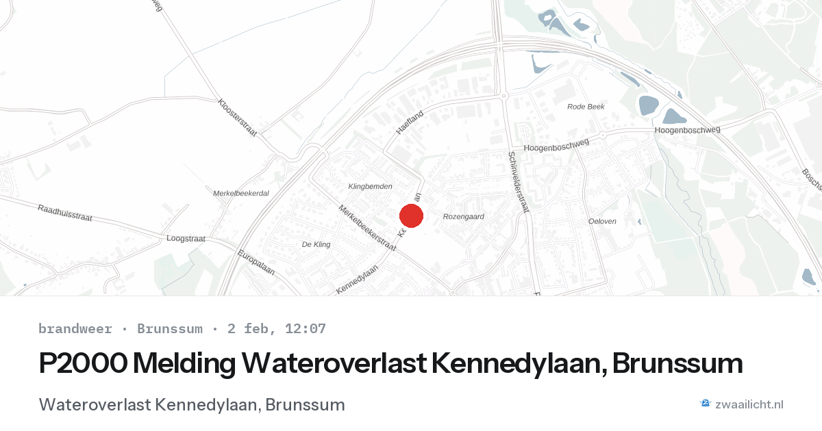 P2000 Melding Wateroverlast Kennedylaan, Brunssum — 2 feb 2026
