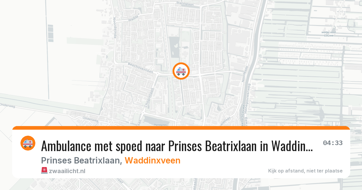 Ambulance met spoed naar Prinses Beatrixlaan in Waddinxveen — 12 aug 2026