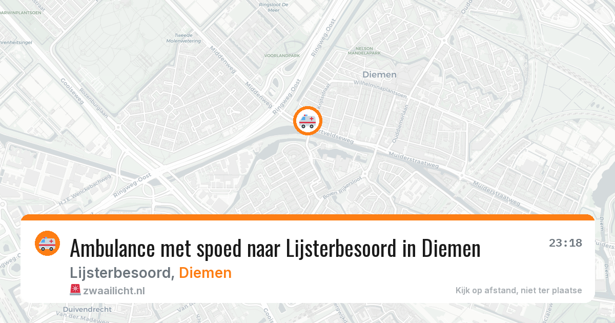 Ambulance met spoed naar Lijsterbesoord in Diemen — 21 mei 2026