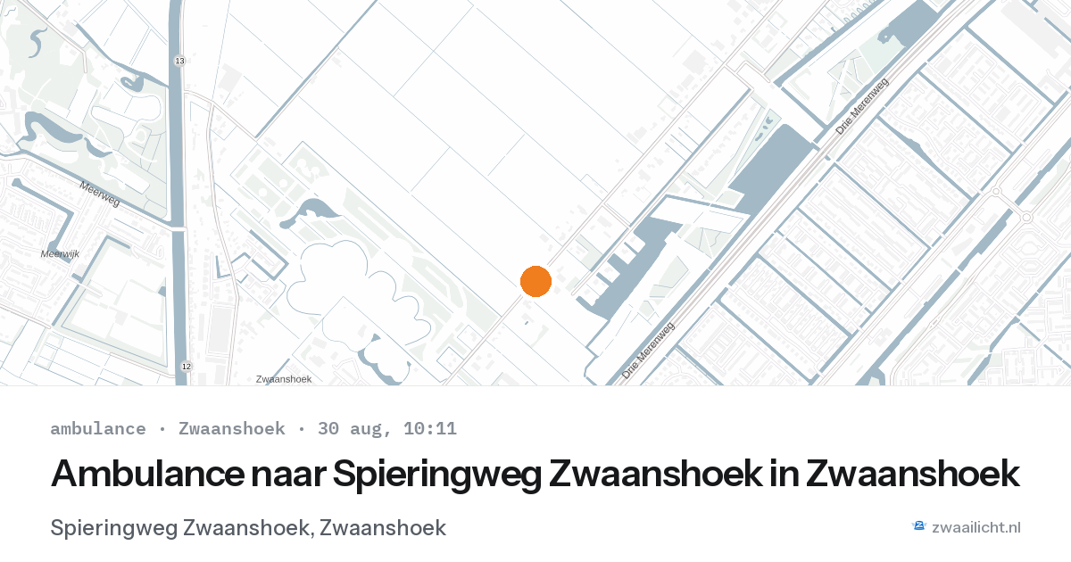 Ambulance naar Spieringweg Zwaanshoek in Zwaanshoek — 30 aug 2026