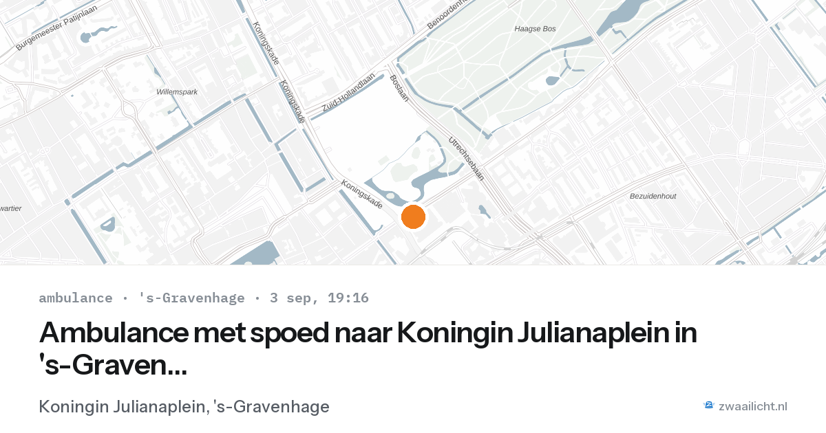Ambulance met spoed naar Koningin Julianaplein in 's-Gravenhage — 3 sep 2026