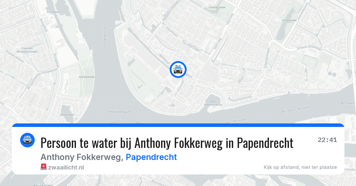 Persoon te water bij Anthony Fokkerweg in Papendrecht — 3 jul 2026