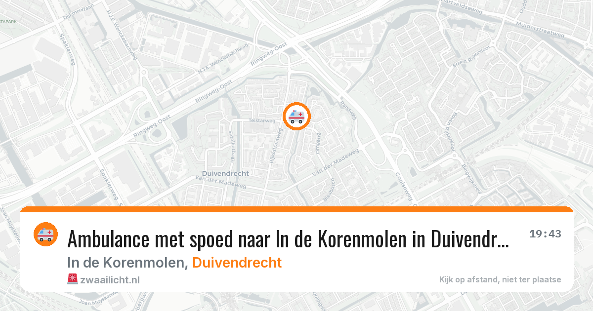 Ambulance met spoed naar In de Korenmolen in Duivendrecht — 7 aug 2026