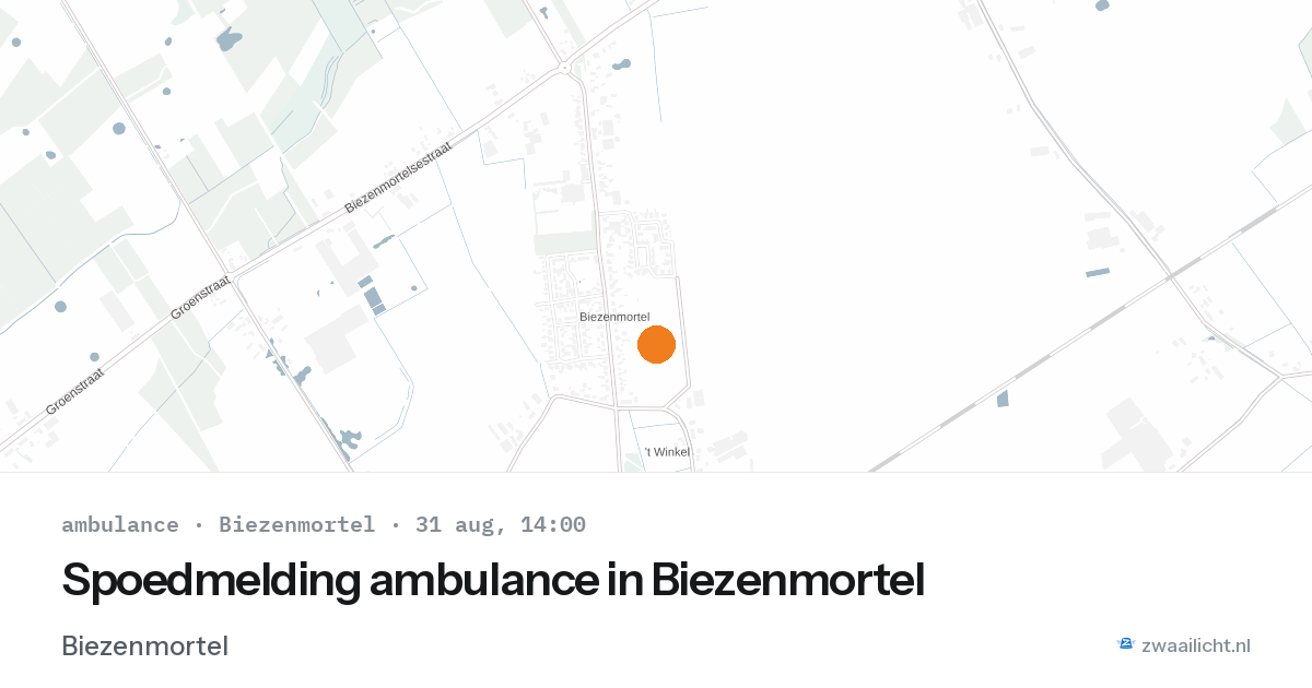 Spoedmelding ambulance in Biezenmortel — 31 aug 2026
