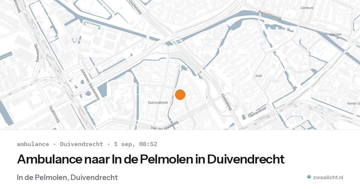 Ambulance naar In de Pelmolen in Duivendrecht — 1 sep 2026