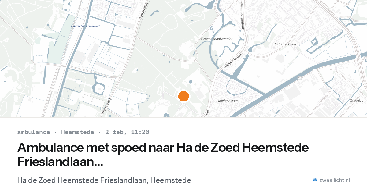 Ambulance met spoed naar Ha de Zoed Heemstede Frieslandlaan in Heemstede — 2 feb 2026