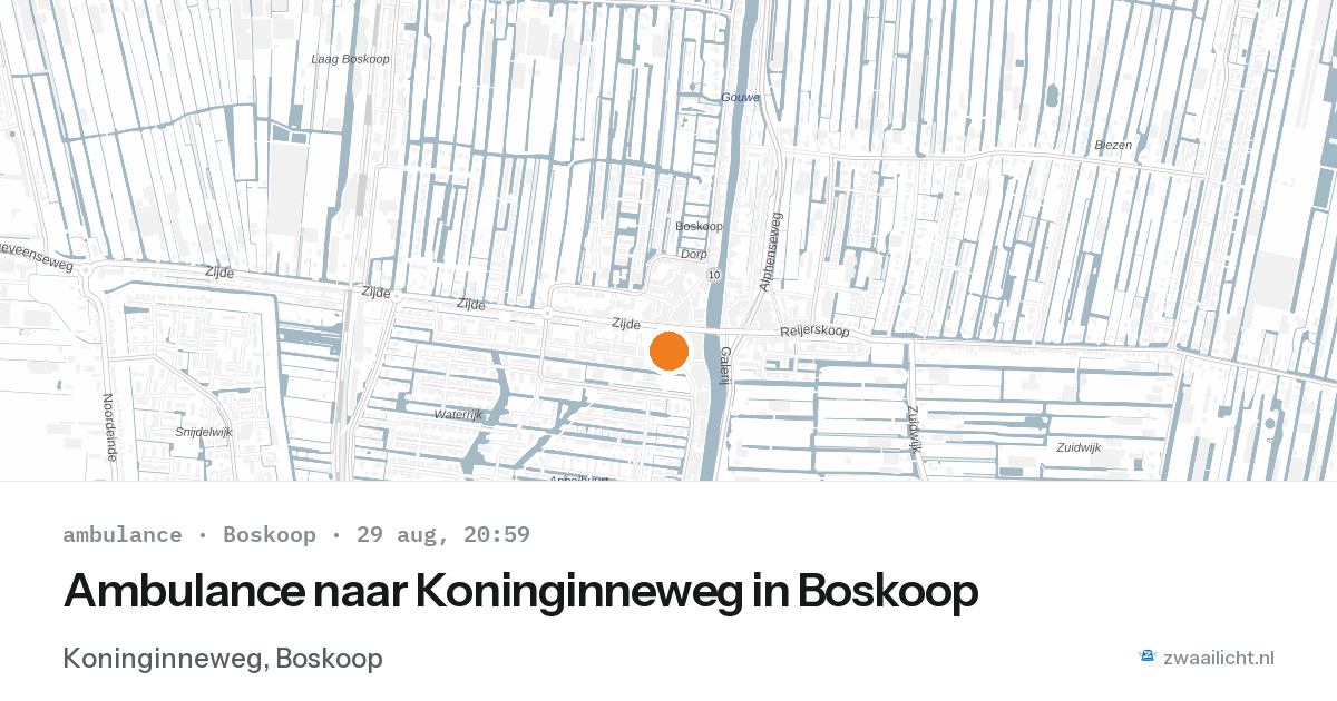Ambulance naar Koninginneweg in Boskoop — 29 aug 2026