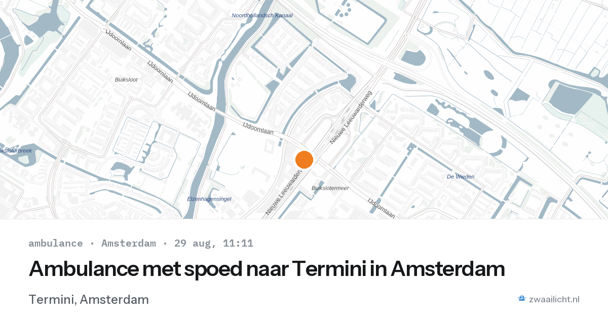 Ambulance met spoed naar Termini in Amsterdam — 29 aug 2026
