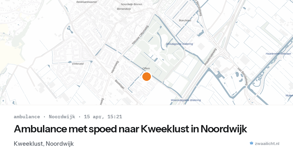 Ambulance met spoed naar Kweeklust in Noordwijk — 15 apr 2026
