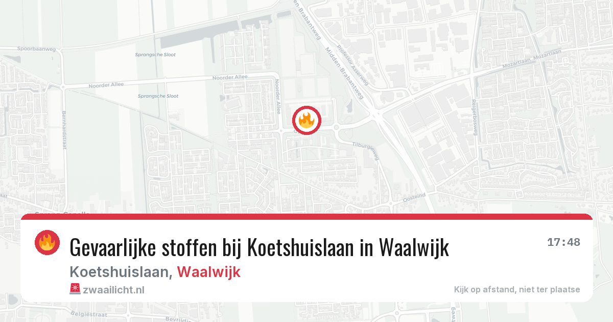 Gevaarlijke stoffen bij Koetshuislaan in Waalwijk — 14 aug 2026