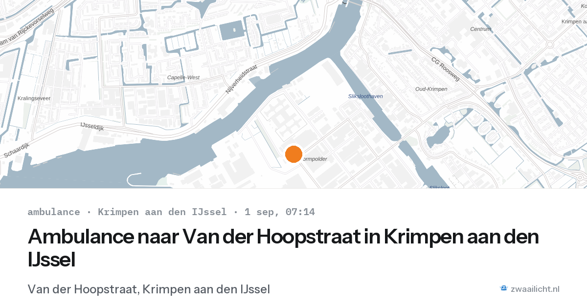 Ambulance naar Van der Hoopstraat in Krimpen aan den IJssel — 1 sep 2026
