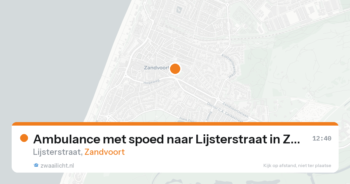 Ambulance met spoed naar Lijsterstraat in Zandvoort — 8 jun 2026