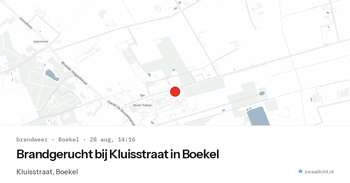 Brandgerucht bij Kluisstraat in Boekel — 28 aug 2026