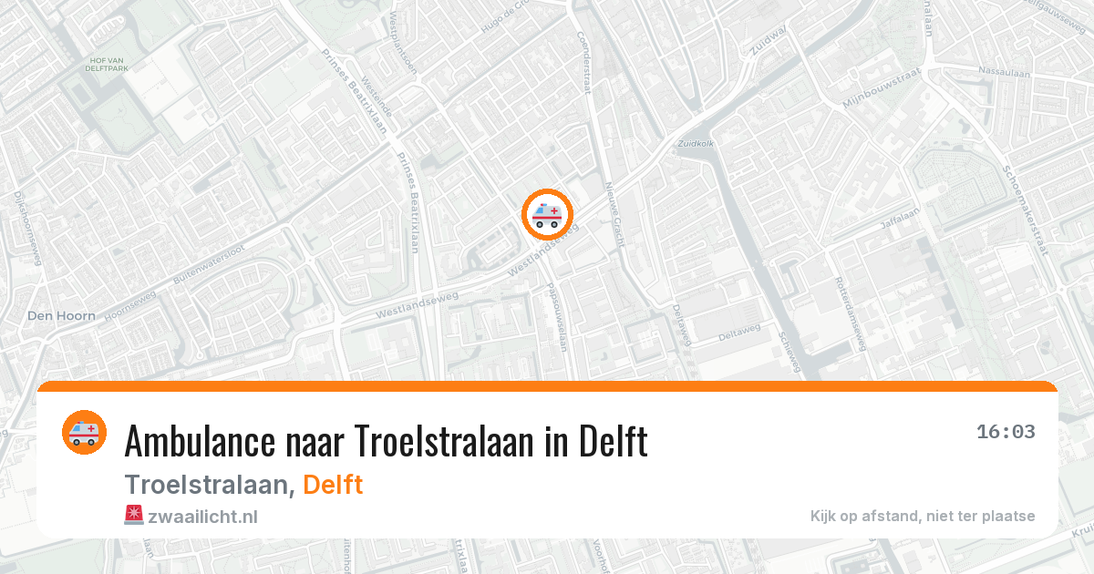 Ambulance naar Troelstralaan in Delft — 14 mei 2026