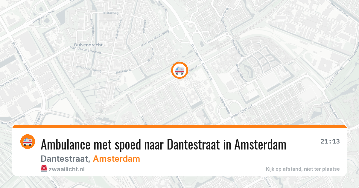 Ambulance met spoed naar Dantestraat in Amsterdam — 4 jun 2026