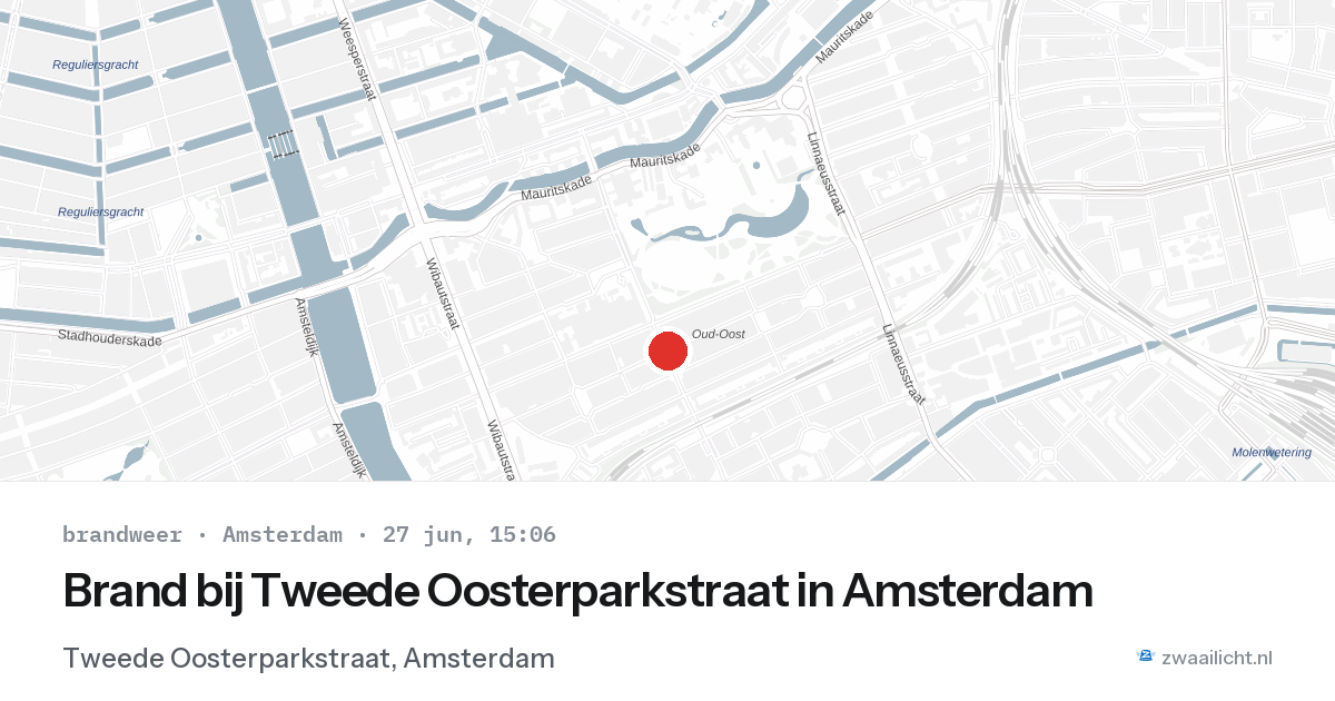 Brand bij Tweede Oosterparkstraat in Amsterdam — 27 jun 2026