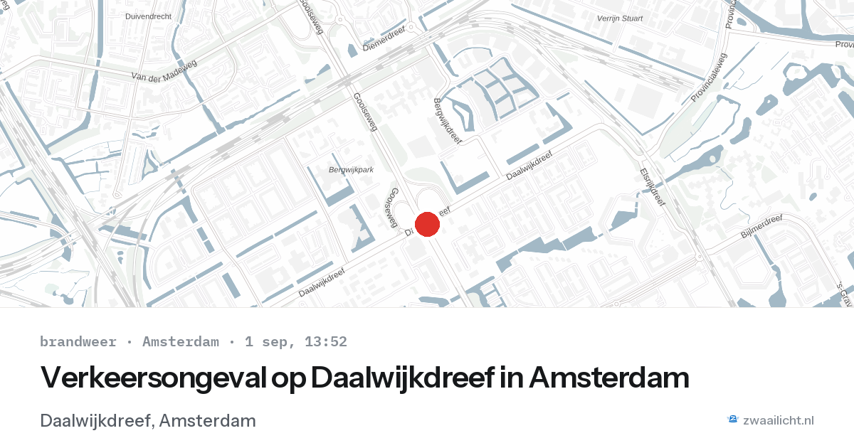 Verkeersongeval op Daalwijkdreef in Amsterdam — 1 sep 2026