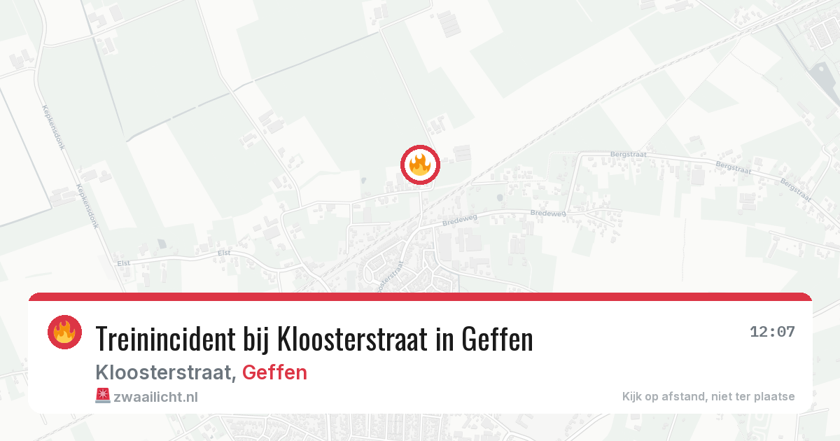 Treinincident bij Kloosterstraat in Geffen — 8 mrt 2026
