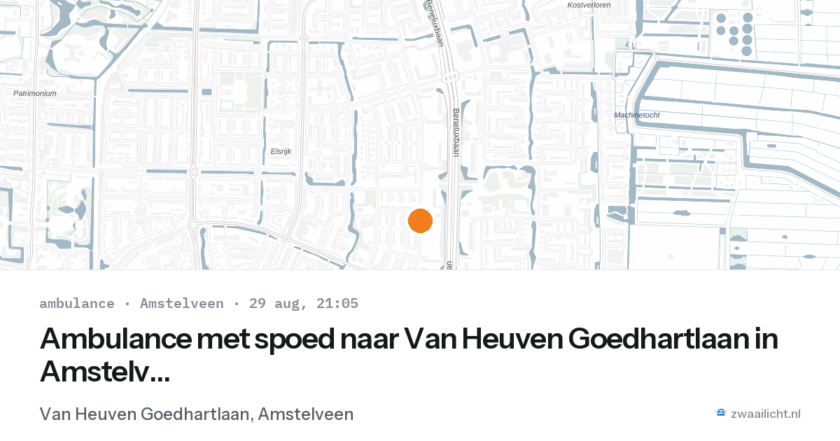 Ambulance met spoed naar Van Heuven Goedhartlaan in Amstelveen — 29 aug 2026