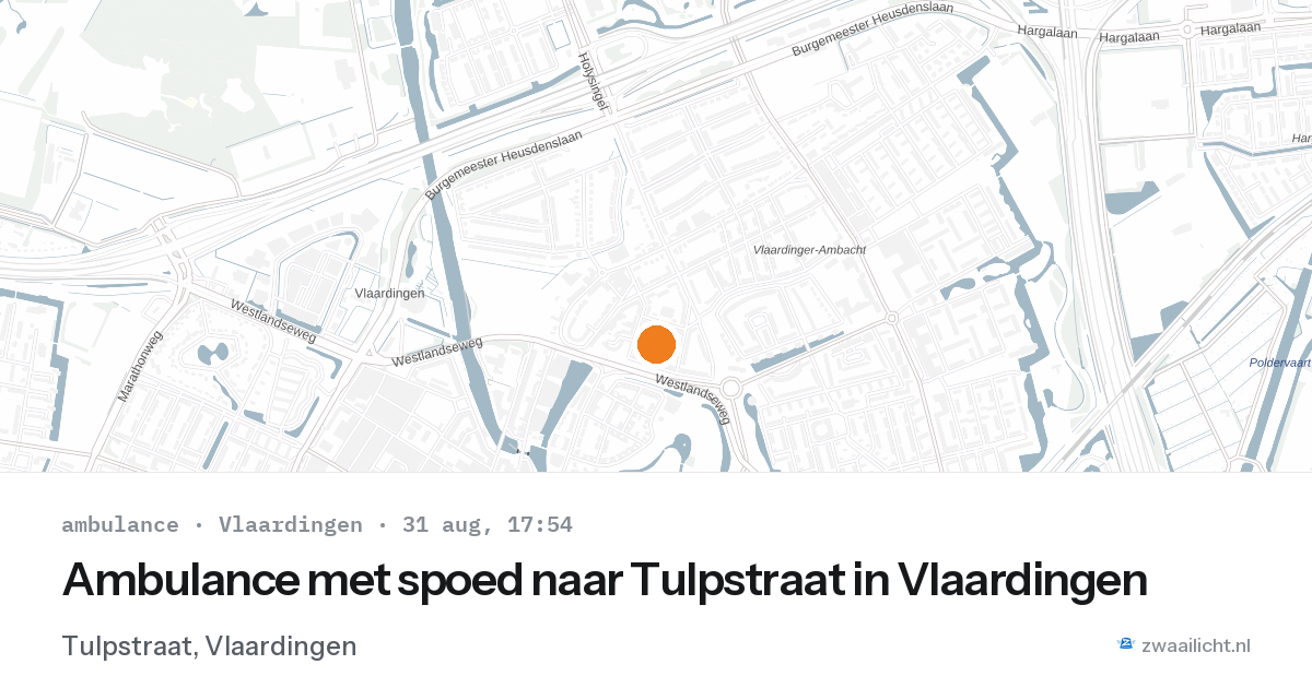 Ambulance met spoed naar Tulpstraat in Vlaardingen — 31 aug 2026