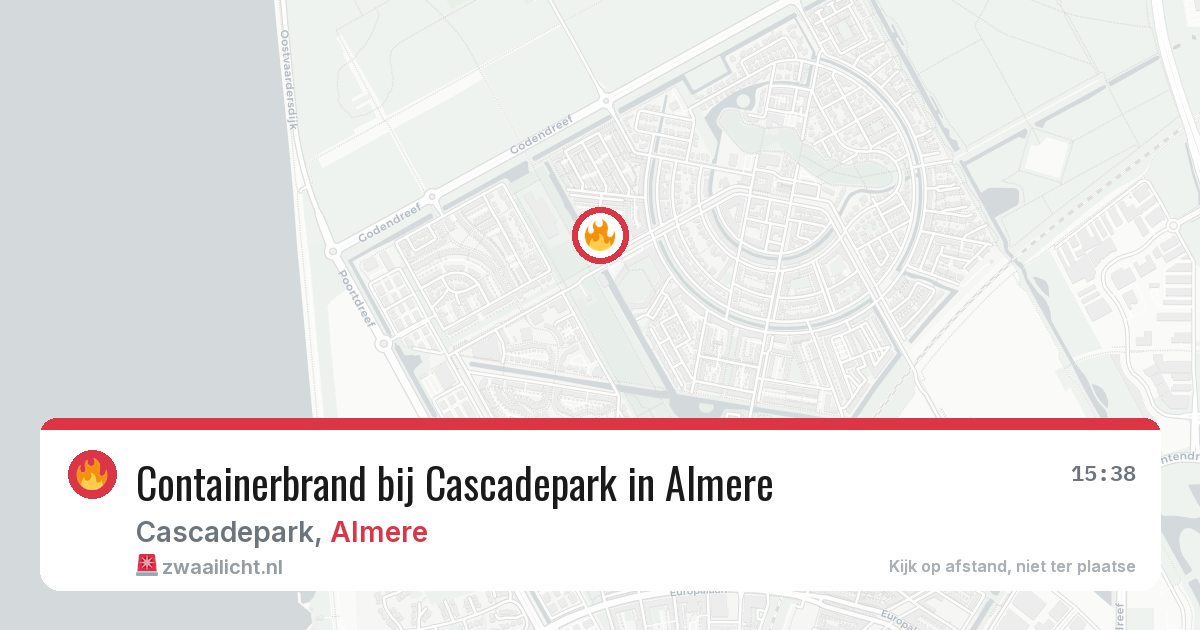 Containerbrand bij Cascadepark in Almere — 9 aug 2026