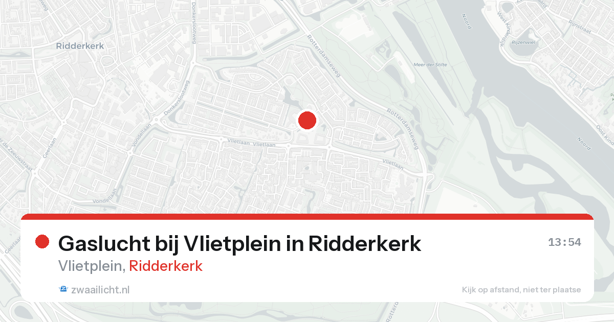 Gaslucht bij Vlietplein in Ridderkerk — 15 aug 2026