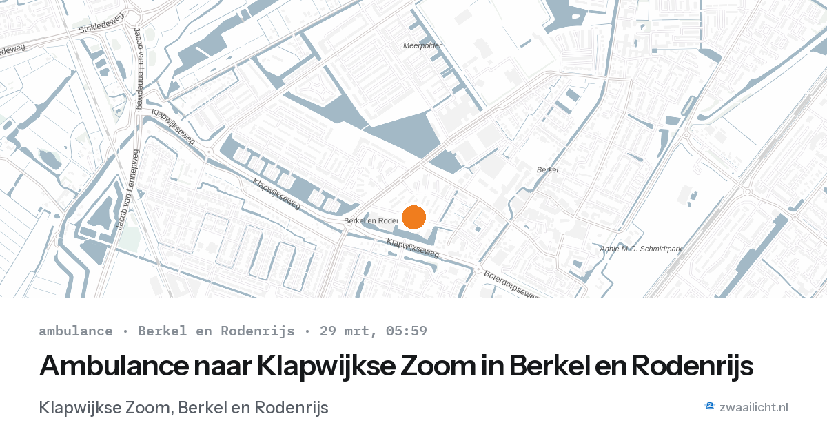 Ambulance naar Klapwijkse Zoom in Berkel en Rodenrijs — 29 mrt 2026