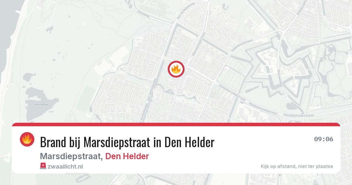 Brand bij Marsdiepstraat in Den Helder — 9 aug 2026