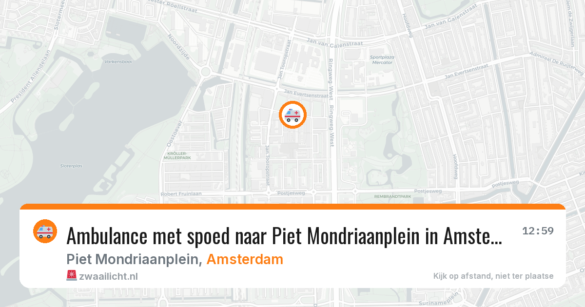 Ambulance met spoed naar Piet Mondriaanplein in Amsterdam — 28 mei 2026