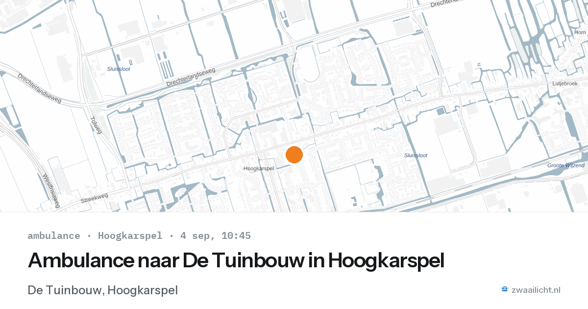 Ambulance naar De Tuinbouw in Hoogkarspel — 4 sep 2026