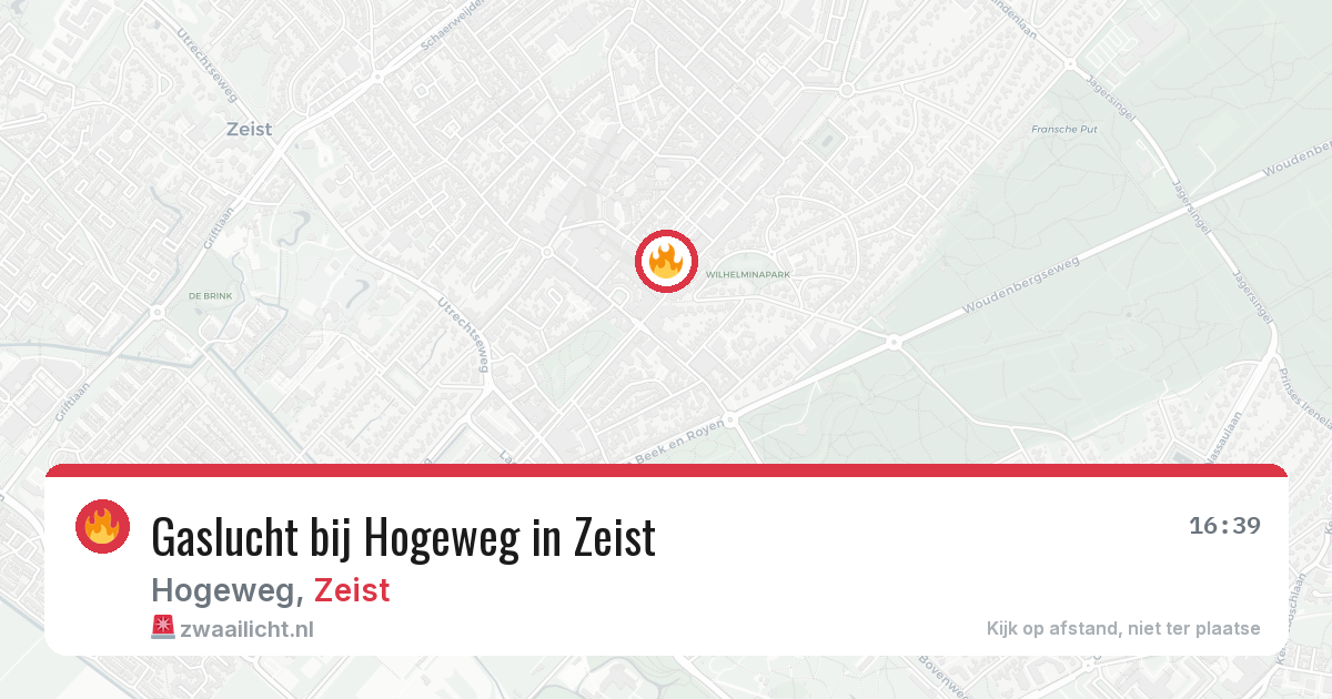 Gaslucht bij Hogeweg in Zeist — 31 mrt 2026