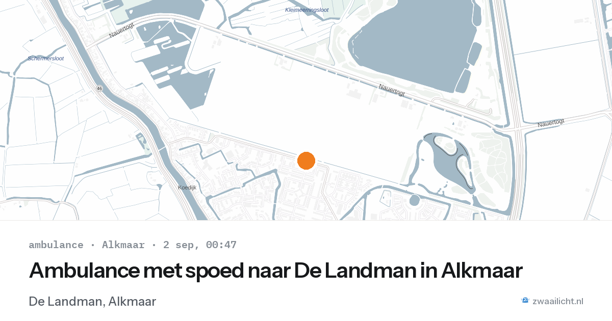 Ambulance met spoed naar De Landman in Alkmaar — 1 sep 2026