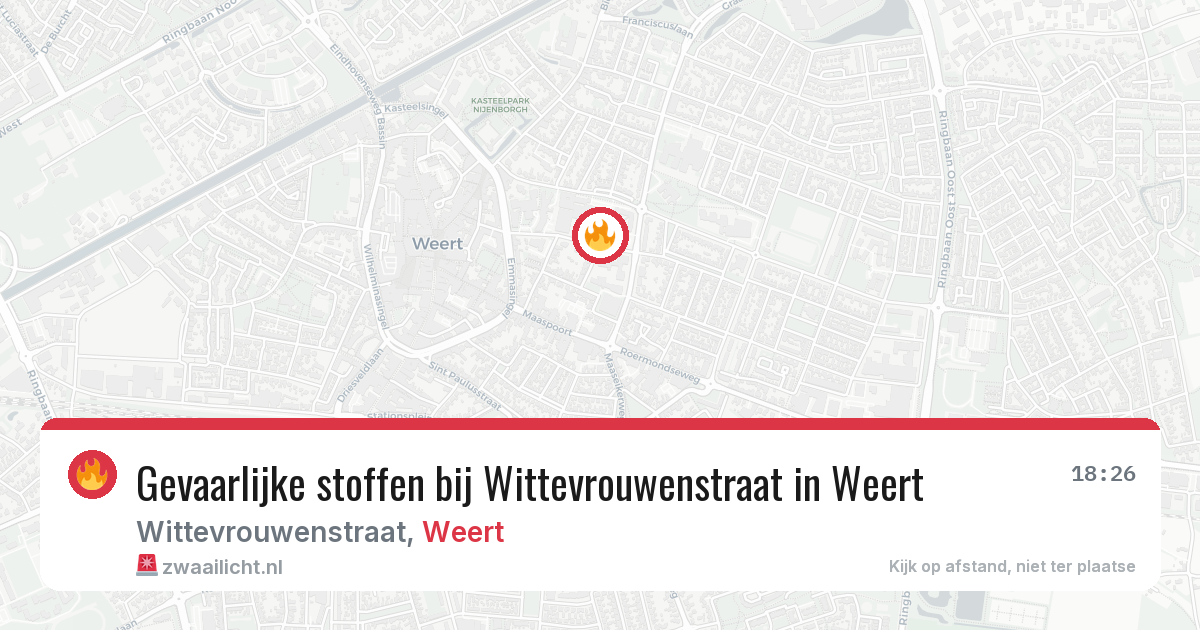 Gevaarlijke stoffen bij Wittevrouwenstraat in Weert — 12 jun 2026