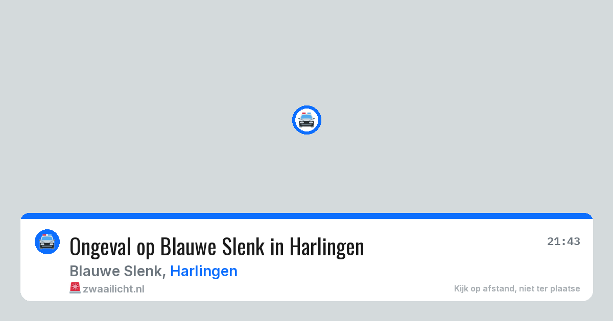 Ongeval op Blauwe Slenk in Harlingen — 2 aug 2026