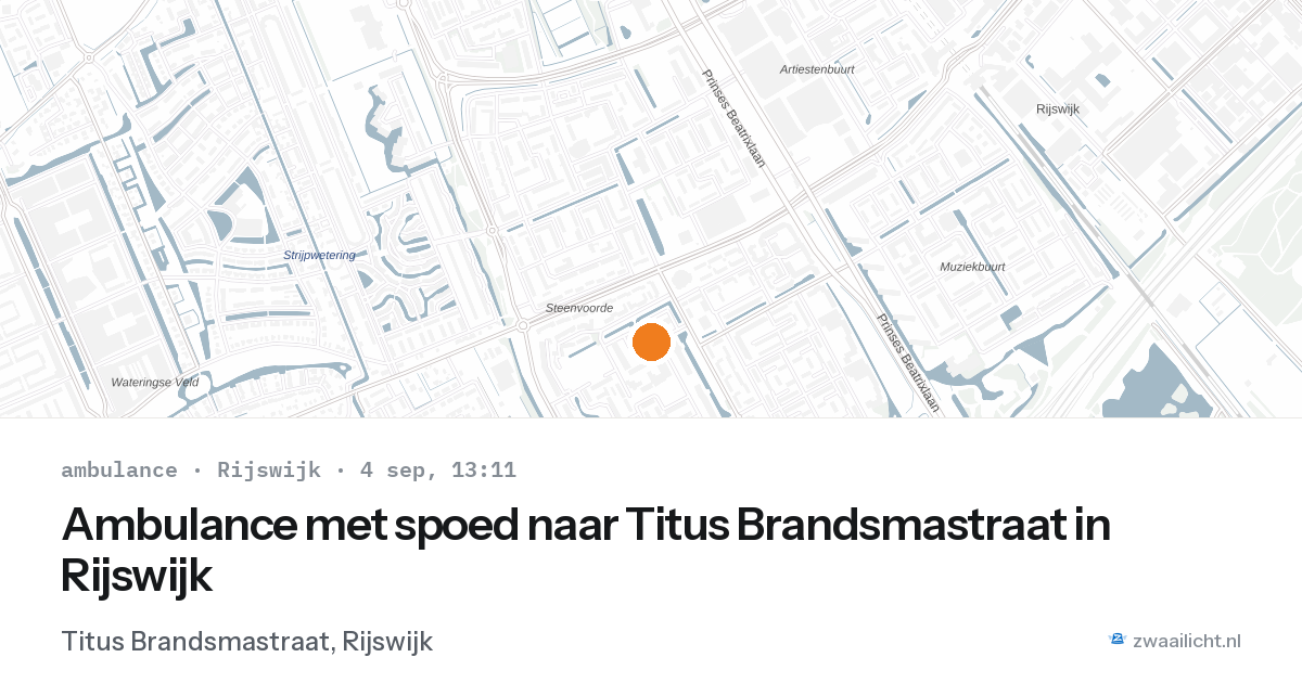 Ambulance met spoed naar Titus Brandsmastraat in Rijswijk — 4 sep 2026