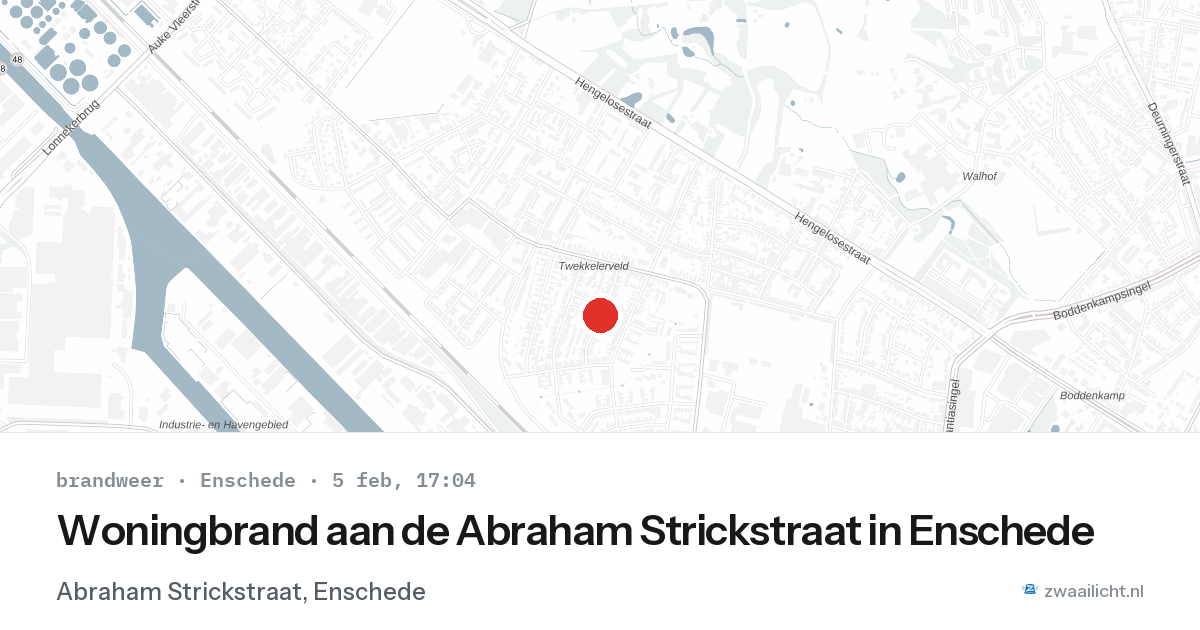Woningbrand aan de Abraham Strickstraat in Enschede — 5 feb 2026