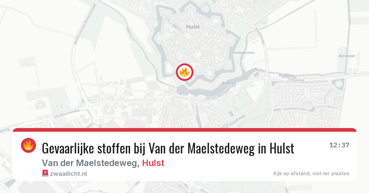 Gevaarlijke stoffen bij Van der Maelstedeweg in Hulst — 10 aug 2026