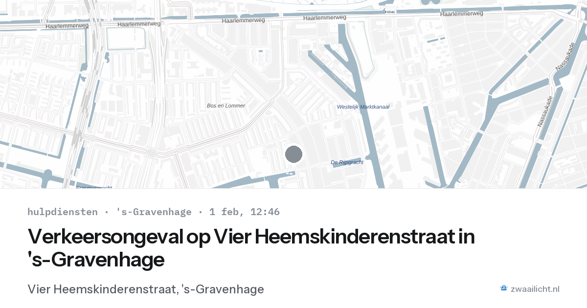 Verkeersongeval op Vier Heemskinderenstraat in 's-Gravenhage — 1 feb 2026