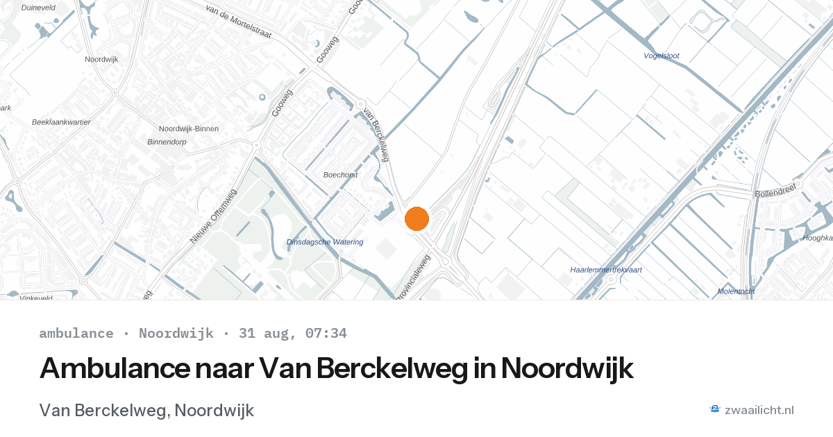 Ambulance naar Van Berckelweg in Noordwijk — 31 aug 2026