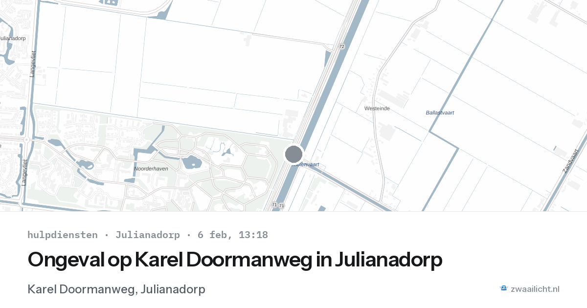 Ongeval op Karel Doormanweg in Julianadorp — 6 feb 2026