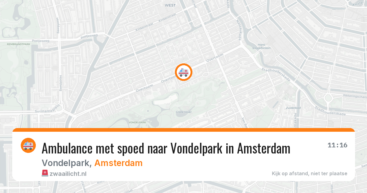 Ambulance met spoed naar Vondelpark in Amsterdam — 13 aug 2026