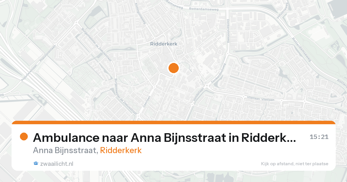 Ambulance naar Anna Bijnsstraat in Ridderkerk — 21 aug 2026