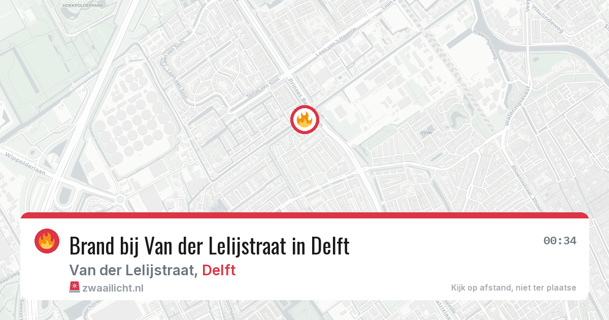 Brand bij Van der Lelijstraat in Delft — 17 mrt 2026